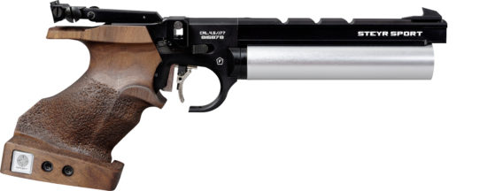 Steyr-ilmapistooli LP50 Compact, oikea, L, hopeasäiliö
